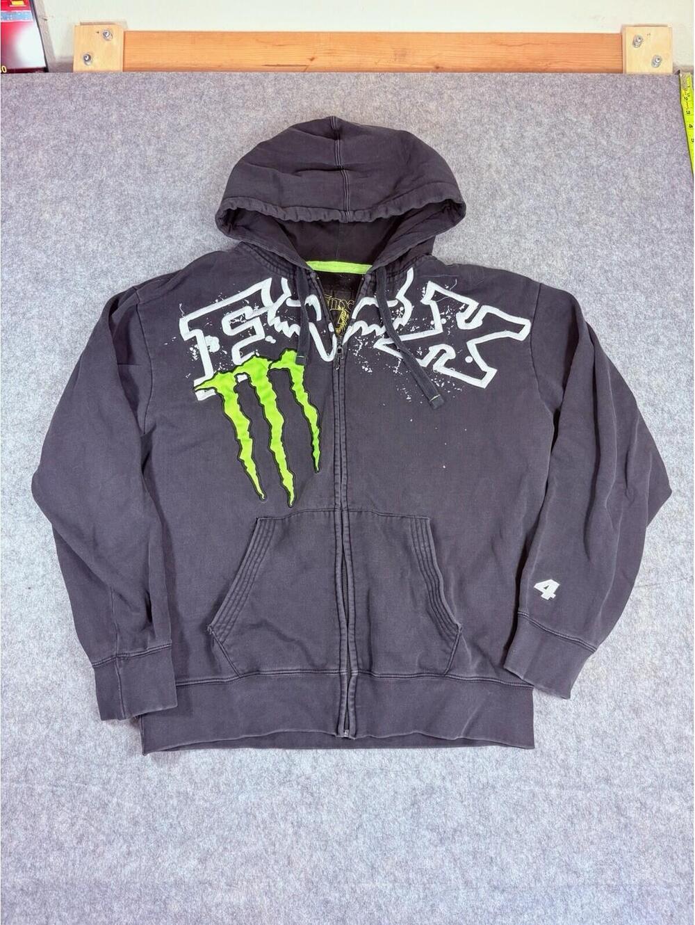 Vintage Fox Monster Energy Hoodie Jacket Mens XL Zip #4 Carmichael Y2K
